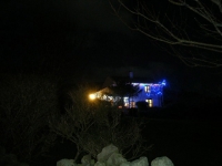 Liam & Alison McFaul's house lights from the road at Cleggan.